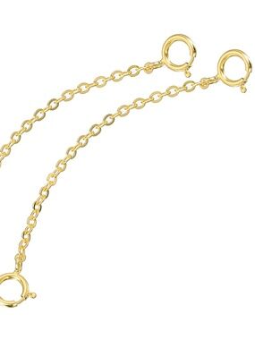 2 Pcs Necklace Extenders 925 Sterling Silver 50mm Chains with Clasps, Gold